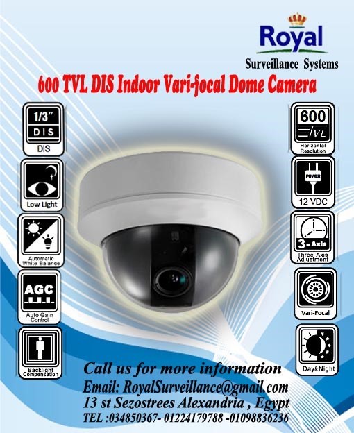 كاميرات المراقبة الداخلية 600 TVL تتميز بوجود Vari focal Lens