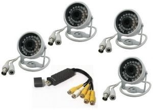 DVR Full System 4 channel security system USB2 With 4 CCTV 30 Led Came
