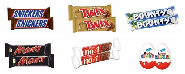 شوكولا Twix Snickers Bounty Mars Kinder