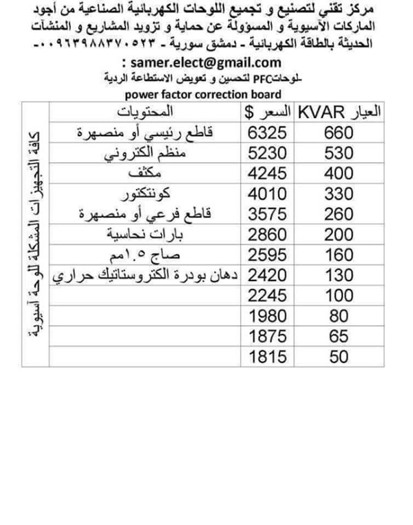 أسعار دارات PFC الآسيوية