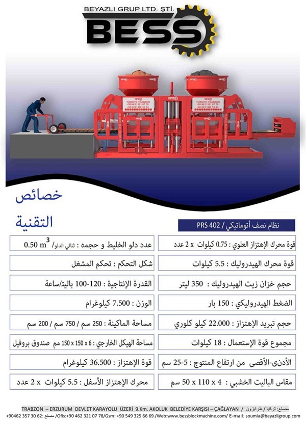 ماكينة أنترلوك بلوك بلدورة PRS 402 مصنع نصف أتوماتيكي