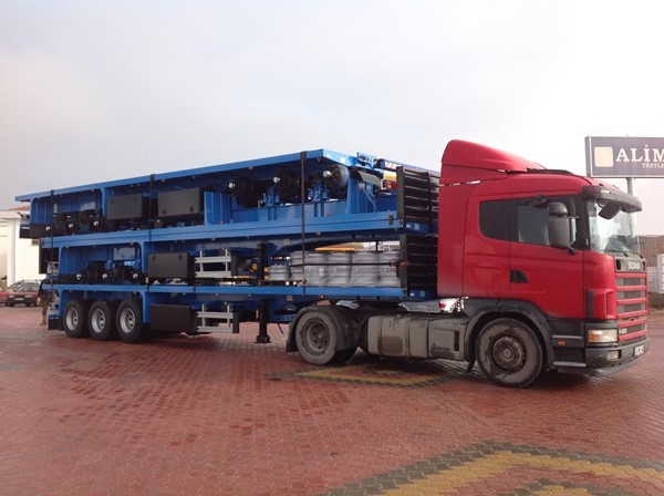 العربات نصف المقطورة عربة مقطورة مسطحة Flatbed Trailer for Container